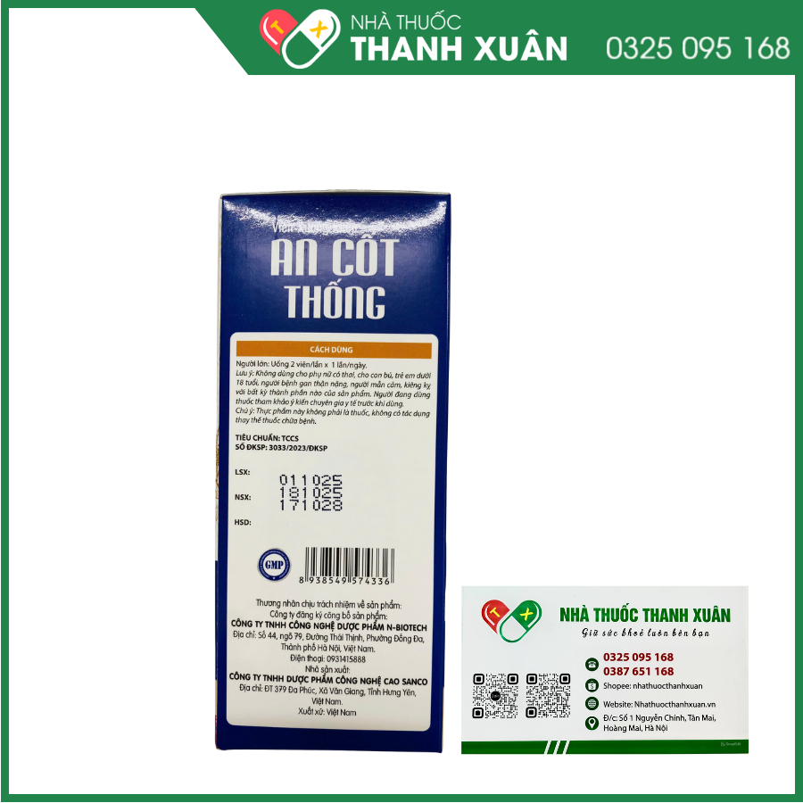 Viên xương khớp An Cốt Thống hỗ trợ giảm đau nhức xương khớp, thoái hoá khớp